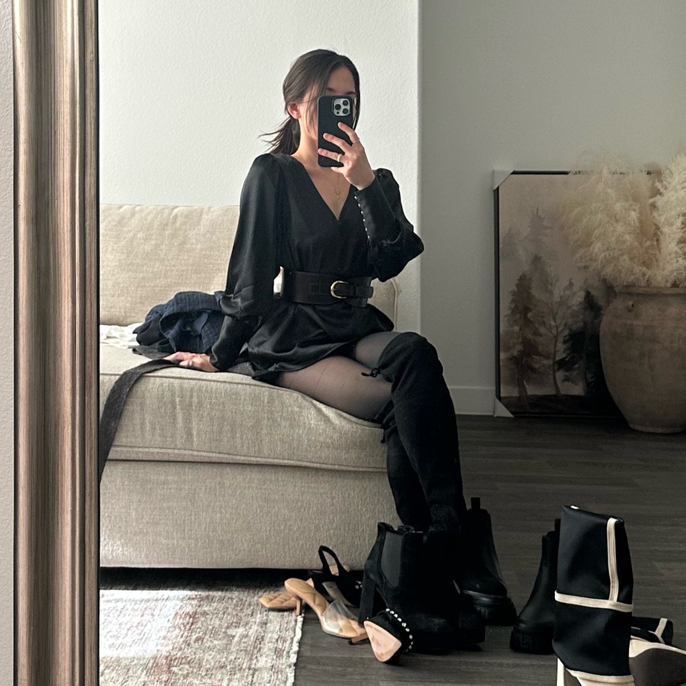 Black Satin Blouse